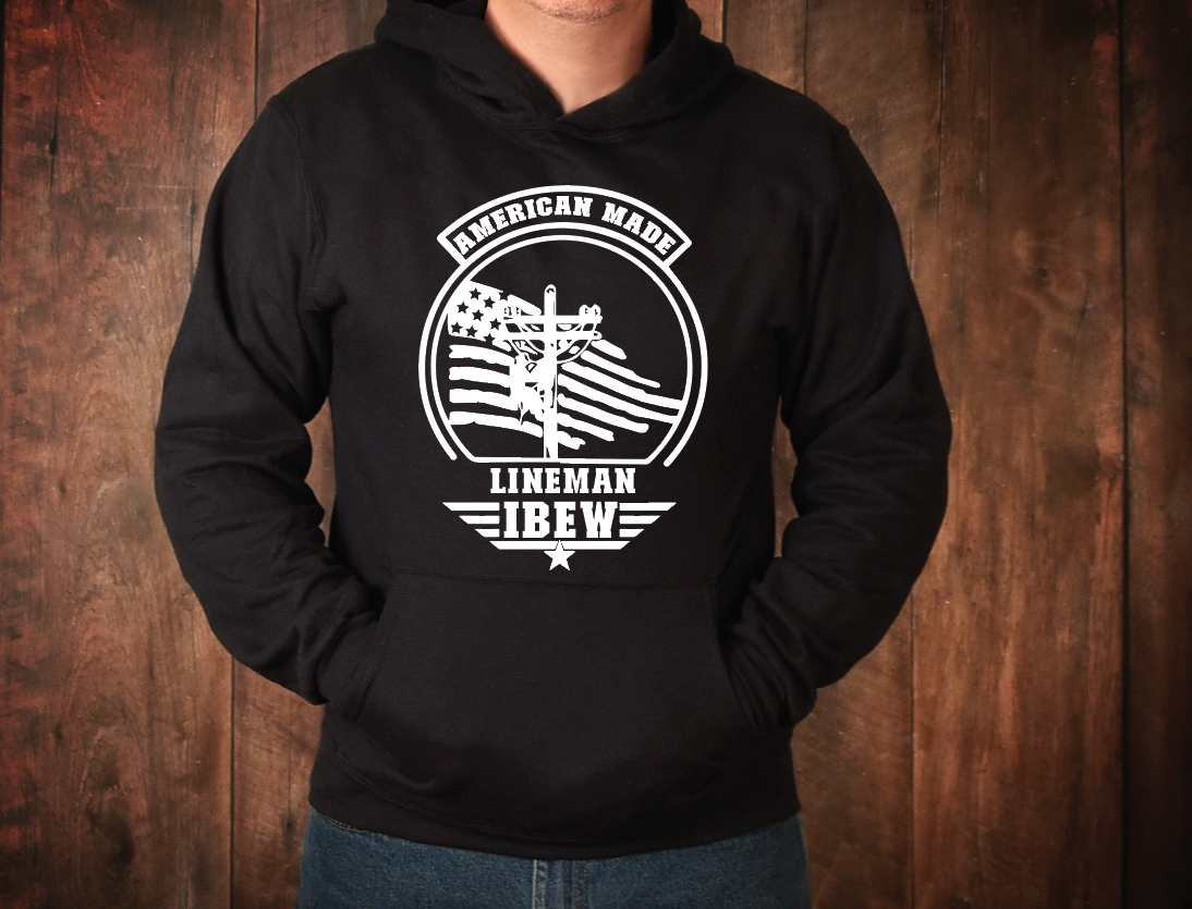 American Made Lineman IBEW Hooded Sweatshirt