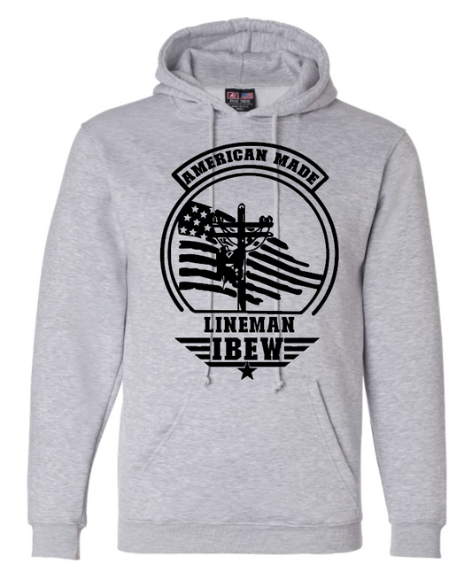 American Made Lineman IBEW Hooded Sweatshirt