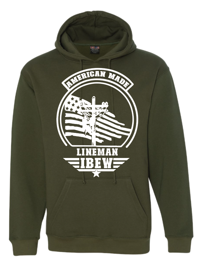 American Made Lineman IBEW Hooded Sweatshirt